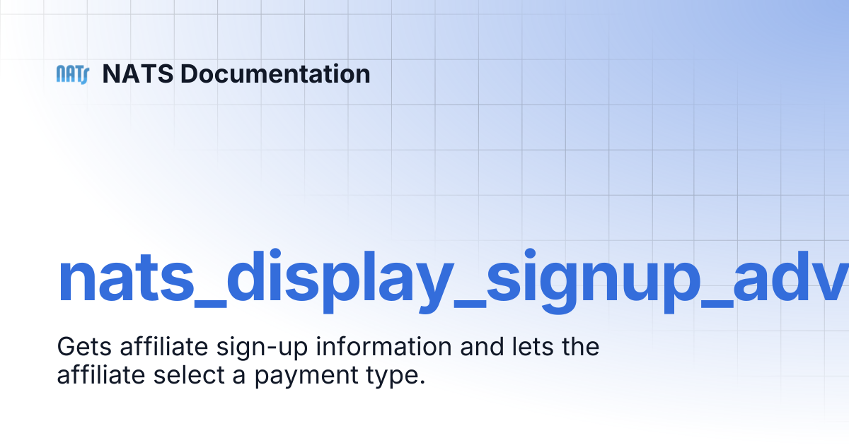 nats_display_signup_advanced | NATS Documentation