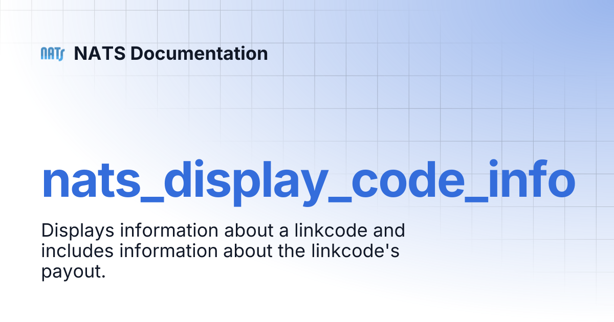 nats_display_code_info | NATS Documentation