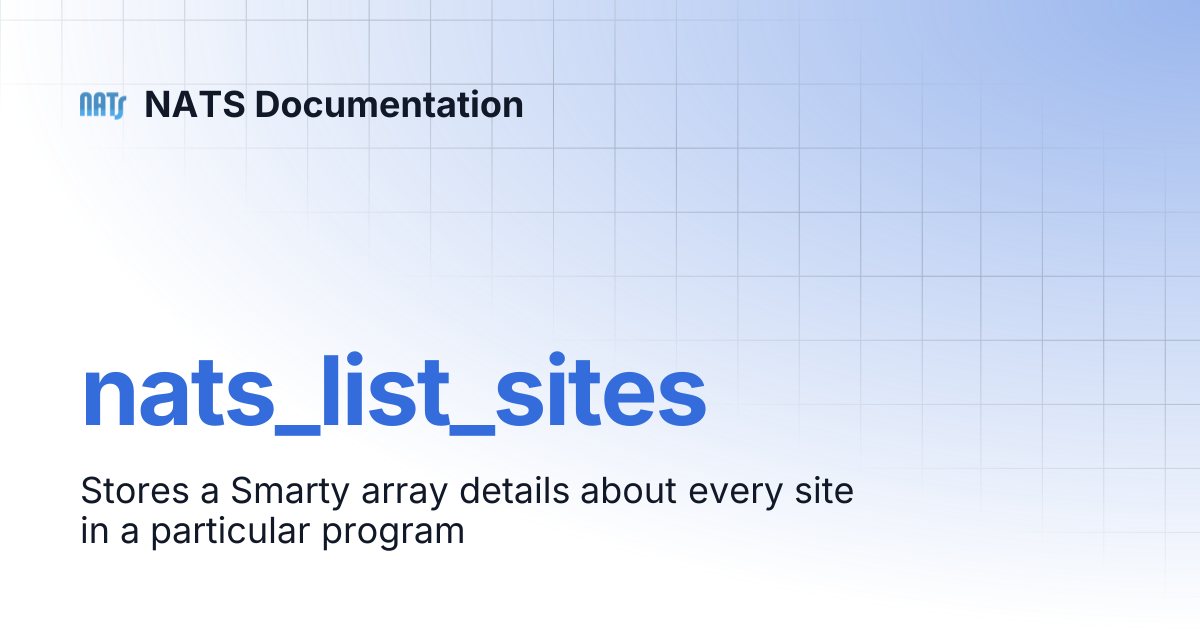 nats_list_sites | NATS Documentation