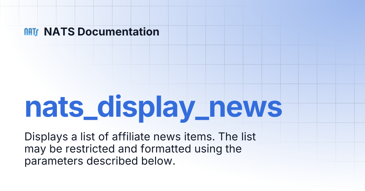 nats_display_news | NATS Documentation