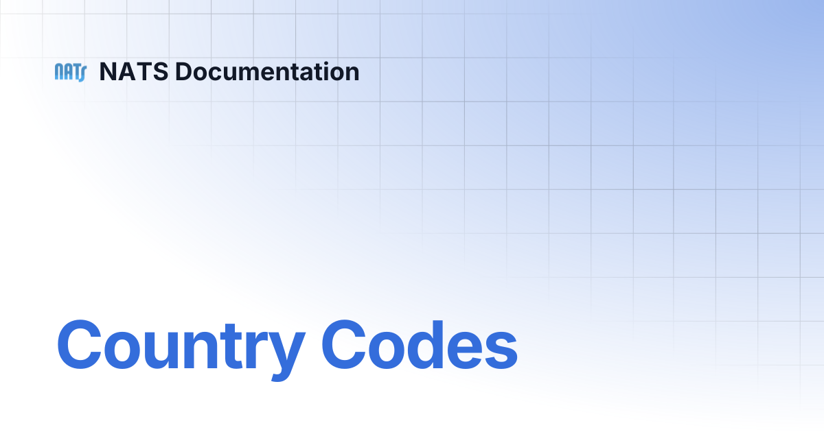 Country Codes | NATS Documentation