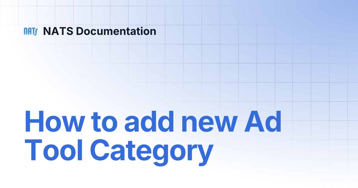 How to add new Ad Tool Category | NATS Documentation